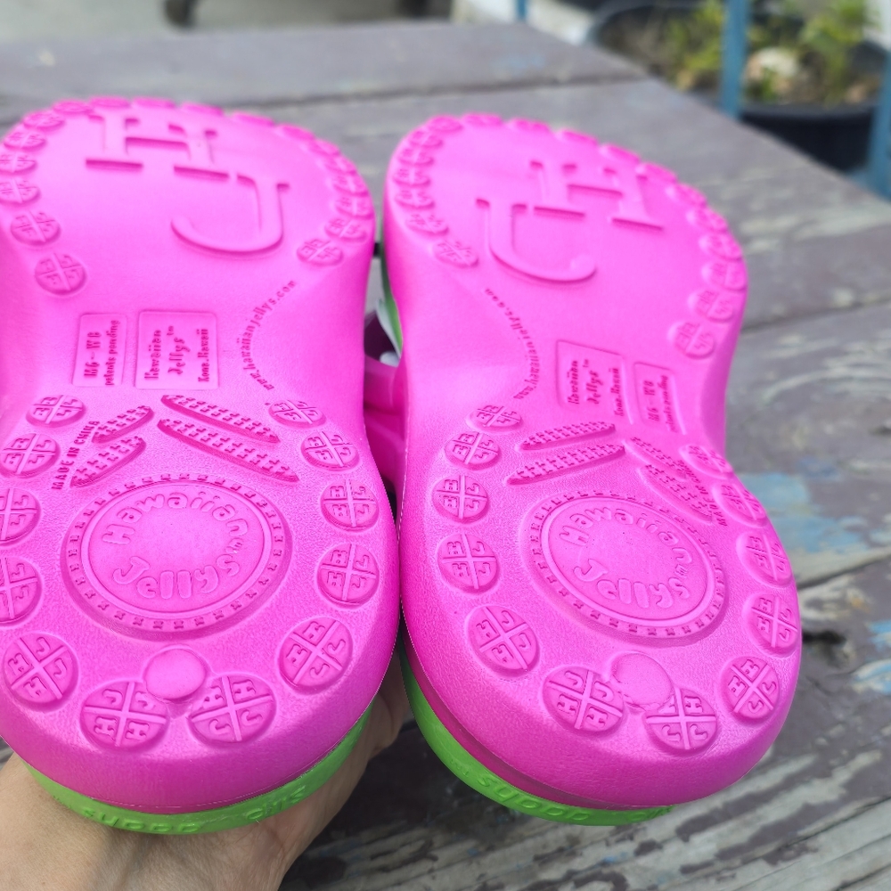 Pink and Green Flip Flops Sandals Sz 7 - Picture 5 of 6